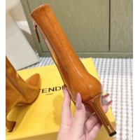 Grade Fendi Arco Heel Ankle Boots 9.5cm in Hagfish Embossed Leather Beige 1030037