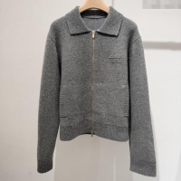 Low Price Miu Miu Wool & Cashmere Zipped Cardigan M102801 Grey 2025