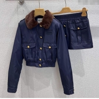 Promotional Miu Miu Nylon Padded Short Jacket and Skirt Set M110501 Blue 2025