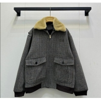 ​Buy Discount Miu Miu Houndstooth Jacket M110505 Grey 2025