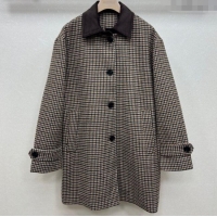 Top Grade Miu Miu Wool Plaid Long Coat M110511 Brown/Multicolor 2025