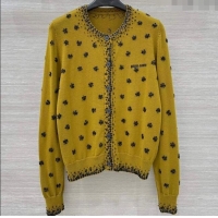 Super Quality Miu Miu Wool Cardigan with Charm M110529 Yellow 2025