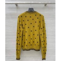 Super Quality Miu Miu Wool Cardigan with Charm M110529 Yellow 2025