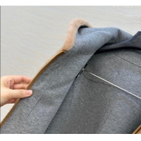 Best Grade Miu Miu Merino Wool and Cotton Jacket M110536 Brown 2025