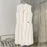 Inexpensive Miu Miu Bow Dress MM111402 White 2025