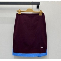 Luxury Classic Miu Miu Wool Skirt M110517 Burgundy/Blue 2025