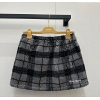 Market Sells Miu Miu Plaid Shearling Mini Skirt MM111405 Grey 2025