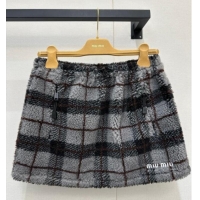 Market Sells Miu Miu Plaid Shearling Mini Skirt MM111405 Grey 2025