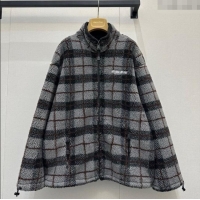 Market Sells Miu Miu Plaid Shearling Jacket MM111405 Grey 2025