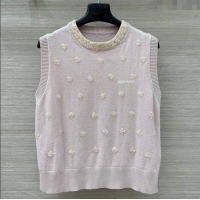 Luxury Discount Miu Miu Wool Vest MM111406 Light Pink 2025