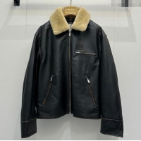 Top Grade Miu Miu Lambskin Leather Jacket MM111423 Black 2025