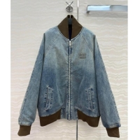 Affordable Price Miu Miu Denim Jacket MM111428 Blue/Brown 2025