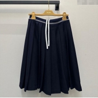 Super Quality Miu Miu Cashmere Pleated Skirt MM111426 Dark Blue 2025