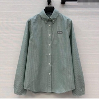 Reasonable Price Miu Miu Plaid Cotton Shirt MM111432 Light Green 2025