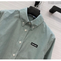 Reasonable Price Miu Miu Plaid Cotton Shirt MM111432 Light Green 2025