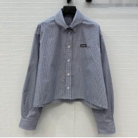 Grade Quality Miu Miu Plaid Cotton Shirt MM111433 Light Blue 2025