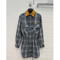 Affordable Price Miu Miu Plaid Dress MM111429 Grey 2025