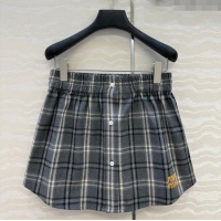 Original Cheap Miu Miu Plaid Mini Skirt MM111429 Grey 2025