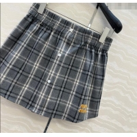 Original Cheap Miu Miu Plaid Mini Skirt MM111429 Grey 2025