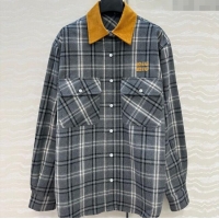 Top Quality Miu Miu Plaid Shirt MM111429 Grey 2025