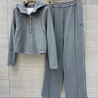 Modern Classic Miu Miu Polo Shirt and Pants Set MM111439 Grey 2025