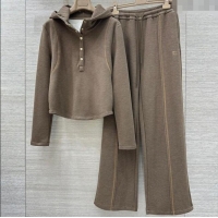 Luxury Cheap Miu Miu Polo Shirt and Pants Set MM111439 Khaki 2025