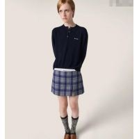 Inexpensive Discount Miu Miu Cashmere Shirt MM111442 Blue 2025