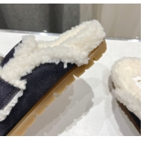 Good Quality Prada Suede and Shearling Slippers Dark Grey 2025 PR101107 1027006