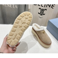 Charming Prada Suede and Wool Platform Mules Beige 1S715N 1027008