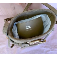 Buy Fashionable Miu Miu Suede Pouch Mini Bag 5NR461 Olive Green 2025