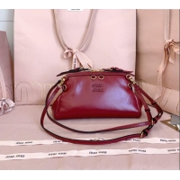 Reasonable Price Miu Miu Leather Clutch Shoulder Bag 5BF131 Ruby Red 2025
