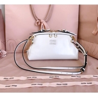 Free Shipping Discount Miu Miu Leather Clutch Shoulder Bag 5BF131 White 2025