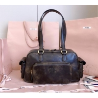 Promotional Miu Miu Pocket nappa leather top-handle bag 5BB179 Coffee Brown 2025