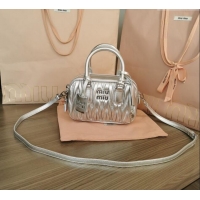 Super Quality Miu Miu Matelasse Nappa Leather Top Handle Bag 5BB123 Silver 2025