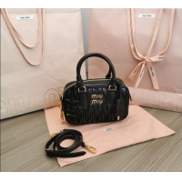 Famous Brand Miu Miu Matelasse Nappa Leather Top Handle Bag 5BB123 Black 2025