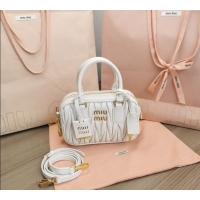 Well Crafted Miu Miu Matelasse Nappa Leather Top Handle Bag 5BB123 White 2025