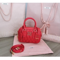 Well Crafted Miu Miu Matelasse Nappa Leather Top Handle Bag 5BB123 Red 2025
