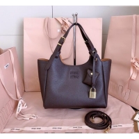 Best Price Miu Miu Leather handbag 5BA304 Dark Brown 2025