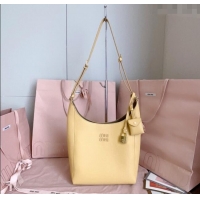 Market Sells Miu Miu Leather bucket bag 5BE098 Yellow 2025