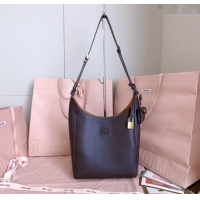 Grade Quality Miu Miu Leather bucket bag 5BE098 Dark Brown 2025