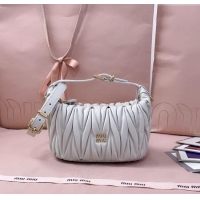 Luxury Discount Miu Miu Matelasse Nappa Leather Pouch Mini Bag 5NE026 White 2025