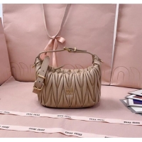 Grade Discount Miu Miu Matelasse Nappa Leather Pouch Mini Bag 5NE026 Beige 2025