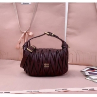 Best Price Miu Miu Matelasse Nappa Leather Pouch Mini Bag 5NE026 Burgundy 2025
