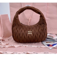Grade Inexpensive Miu Miu Wander Matelasse Suede Hobo bag 5BC108 Cocoa Brown 2025