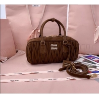 Famous Brand Miu Miu Arcadie Matelasse Suede top handle bag 5BB148 Cocoa Brown 2025