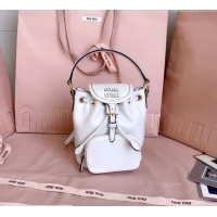 Best Product Miu Miu Leather Mini Backpack Bag 5BZ045 White 2025