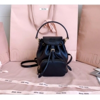 Good Taste Miu Miu Leather Mini Backpack Bag 5BZ045 Black 2025