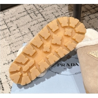 Sumptuous Prada Suede and Shearling Flat Mules Taupe 2025 PR102702 1027029