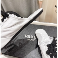 Stylish Prada Collapse Nappa Leather Lace-up Flat Mules White 2025 1E989N 1027033