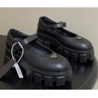 Grade Quality Prada Calf Leather Monolith Platform Mary Janes Shoes 5cm Black 2025 1F080O 1027040
